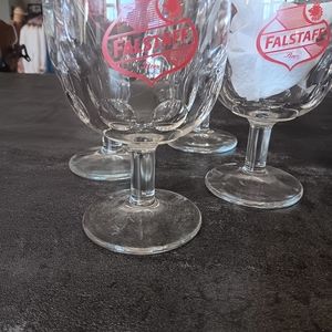 Beer Goblets, Falstaff, Vintage Glassware Man Cave decor